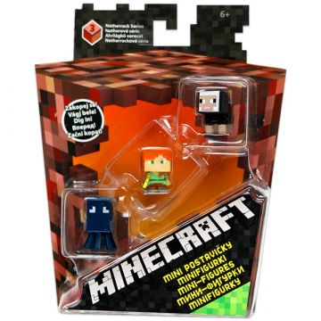 Minecraft: Alvilágkő sorozat 3 darabos mini figura szett - fekete, barna, kék