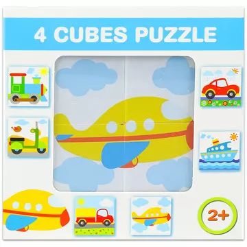 Mix Puzzel met blokjes, 4 stuks - Voertuigen - .afbeelding