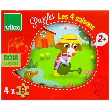 Letni časi 4-delni leseni sestavljanka set - .slika