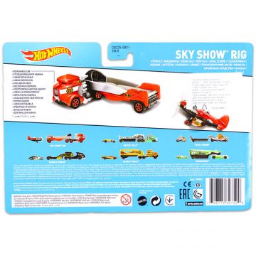 Hot Wheels City Sky Show Rig tovornjak za prevoz avtomobilov z dirkalnim avtomobilom - .slika