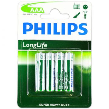 Philips: Long Life AAA 1,5 voltos elem - 4 db