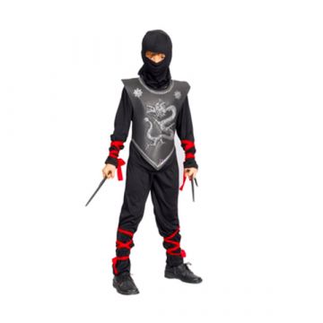 Ninja jelmez - 130-140 cm-es méret, fekete-ezüst