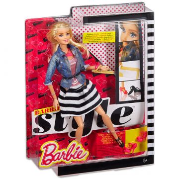 Barbie: Style Fashion - Barbie lutka v črtastem krilu - .slika