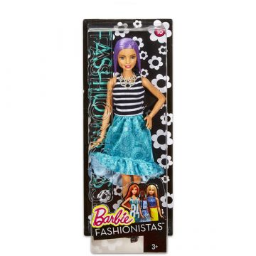 Barbie Fashionistas - Lutka v zeleni krilu, z vijoličnimi lasmi - .slika