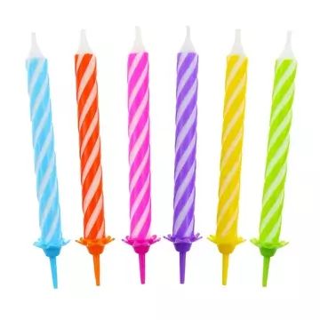 12-osaline värviliste spiraalsete sünnipäevaküünalde komplekt, 8 cm