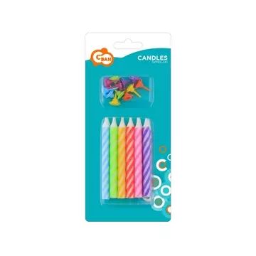 Set van 12 spiraalvormige en gekleurde kaarsen - 8 cm - .afbeelding