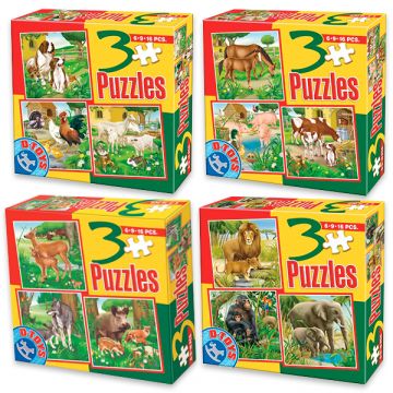 Állatos 3 az 1-ben puzzle - többféle
