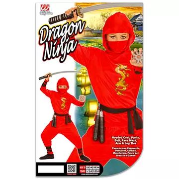 Pūķa ninjas kostīms - 158 cm izmērs, sarkans - .attēls