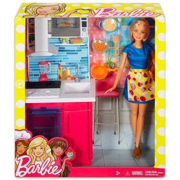 Barbie pohištvo: Kuhinjski set s plavolaso Barbie - .slika