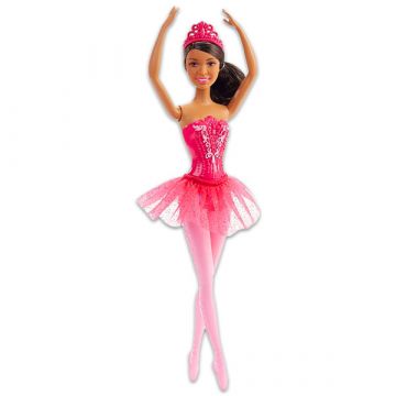 Barbie: Temnopolta in črnolasa balerina v roza obleki - .slika
