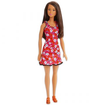 Barbie: Divatos barna hajú Barbie virágos ruhában 