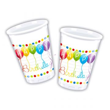Happy Birthday feliratos 8 darabos műanyag pohár 