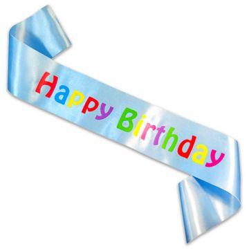 Happy Birthday vállszalag - kék