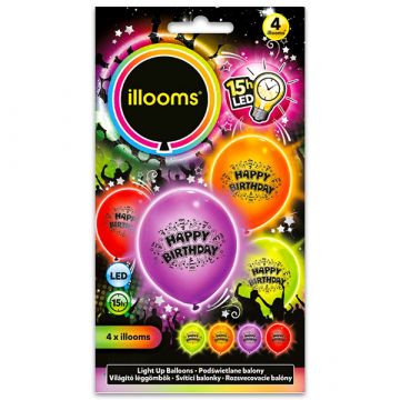 Illooms: 4 darabos LED-es szülinapi lufi 