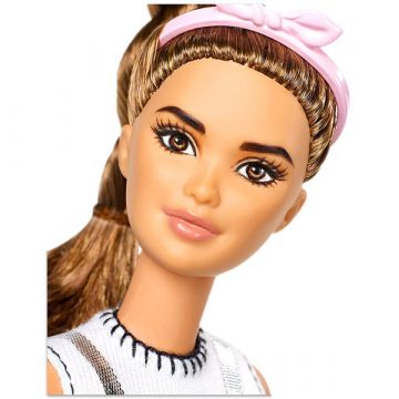 Barbie Fashionistas: lutka Barbie rjavolasa, v srebrni obleki - .slika