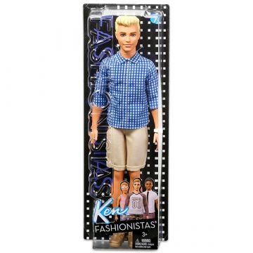 Ken Fashionistas: Lutka Ken z blondimi lasmi v karirani srajci - .slika