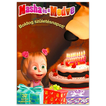 Masha és a Medve: Boldog Születésnapot! kifestő matricákkal