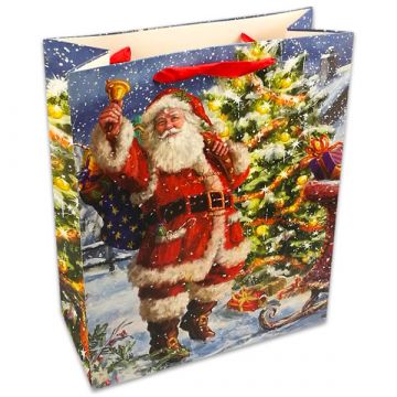 Mikulás és karácsonyfa ajándéktasak - 23 x 18 cm