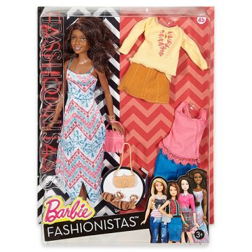 Barbie Fashionistas: visoka temnopolta Barbie v obleki - .slika