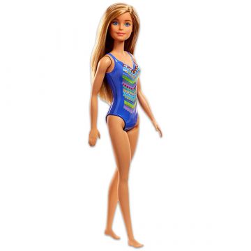 Barbie Beach Fashion: Lutka s svetlo rjavimi lasmi in modrim kopalkam - .slika