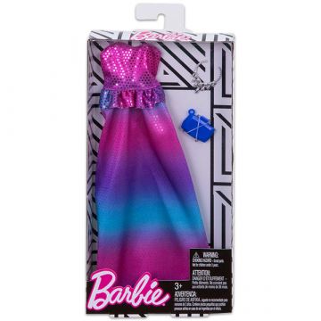 Barbie: Ujemajoča se oblačila - Dolga obleka modro-vijolične barve in dodatki - .slika