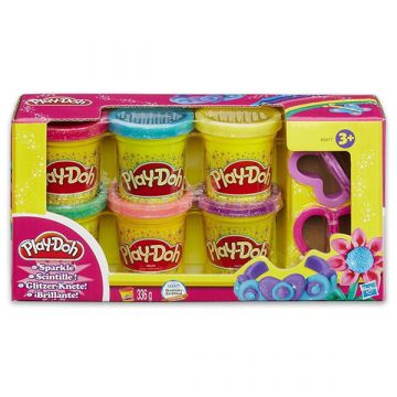Play-Doh: 6 darabos csillogó gyurma szett kiszúróval