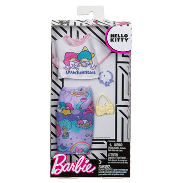 Barbie Hello Kitty: bela majica z vijoličnim krilom in dodatki - .slika