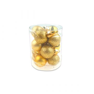Karácsonyi gömbdísz, 12 darab -  2,5 cm, arany