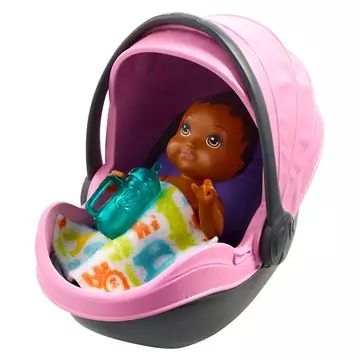 Barbie Skipper: Komplet dodatkov za varuško - otroški voziček z afro punčko - .slika