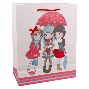 Esernyős lányok ajándékzacskó - 26 x 32 cm