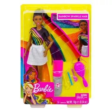 Barbie: lutka s temno poltjo in mavričnimi lasmi - .slika