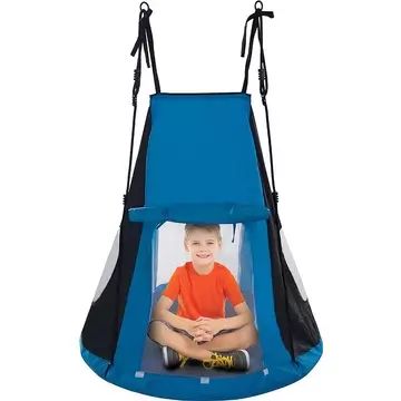 Spartan: Slyngevugge med baldakin - 110 cm, blå - .billede