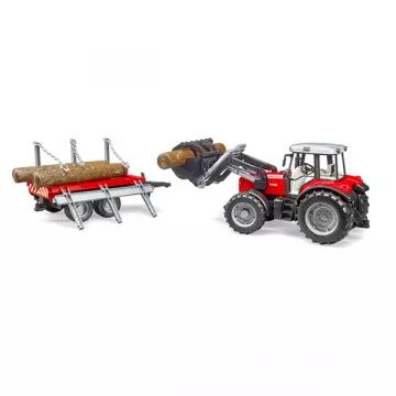 Traktor Massey Ferguson 7480 s prikolico, Bruder - .slika