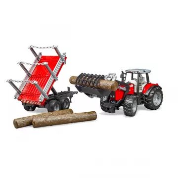 Traktor Massey Ferguson 7480 s prikolico, Bruder - .slika