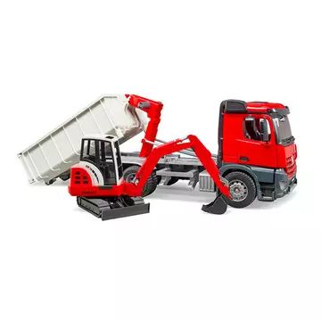 Tovornjak Mercedes Benz Arocs in goseničasti bager Schaeff HR16, Bruder - .slika