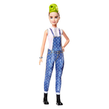 Barbie Fashionistas: Zöld hajú Barbie kantáros farmernadrágban