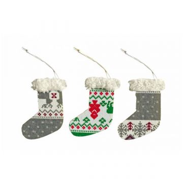 Karácsonyi zokni dekoráció -  3 darabos