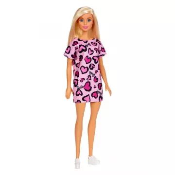 Lutka Barbie Chic - blondinka lutka v roza obleki z vzorcem srčkov - .slika