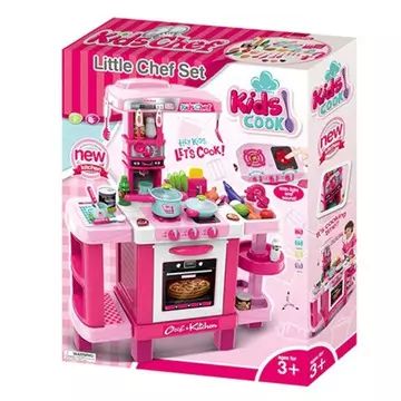 Kids Cook rotaļu virtuve ar gaismu un skaņu – 39 gab. komplekts, rozā - .attēls