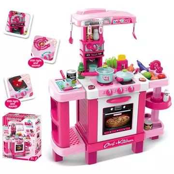 Kids Cook rotaļu virtuve ar gaismu un skaņu – 39 gab. komplekts, rozā - .attēls