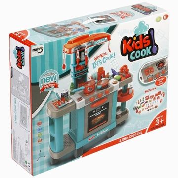 Kids Cook játékkonyha fénnyel és hanggal - 39 db-os szett, kék-narancssárga - . kép