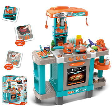 Kids Cook játékkonyha fénnyel és hanggal - 39 db-os szett, kék-narancssárga - . kép