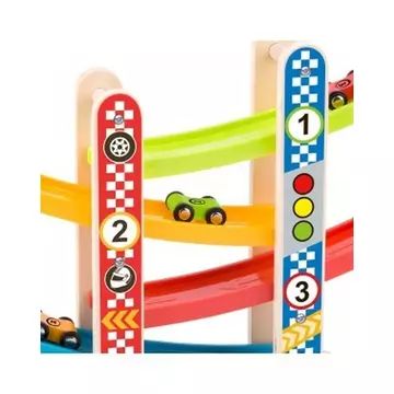 Tooky Toy: Torre scivolo per auto con 6 mini macchinine - .immagine