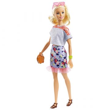 Barbie Fashionistas: păpuşă Barbie blond în rochie albastră și accesorii - .foto