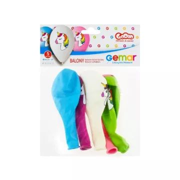 Palloncini con stampa Unicorno - 5 pezzi. - .immagine