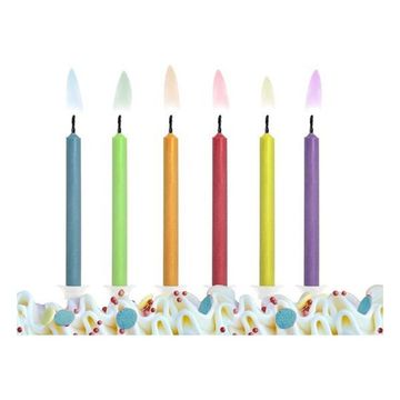 Vela de colores con llama colorida - paquete de 12 - .imagen
