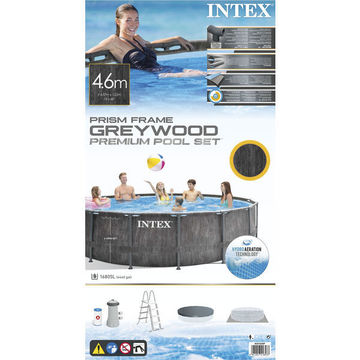Intex: conjunto de piscina premium Greywood Prism de parede rígida - 457 x 122 cm - .Imagem