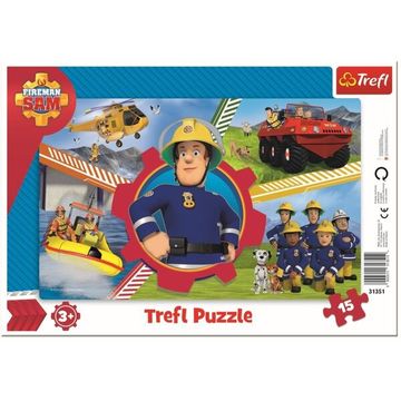 Trefl: Sam, a tűzoltó keretes puzzle - 15 darabos