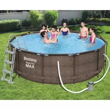 Bestway: MYKONOS LUX rattanpool med metalramme, stige og pumpe – 366 x 100 cm - .billede