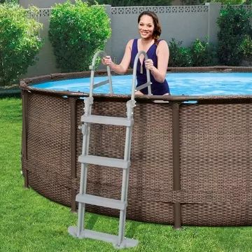 Bestway: Piscina de rattan MYKONOS LUX com armação, escada e filtro - 366 x 100 cm - .Imagem